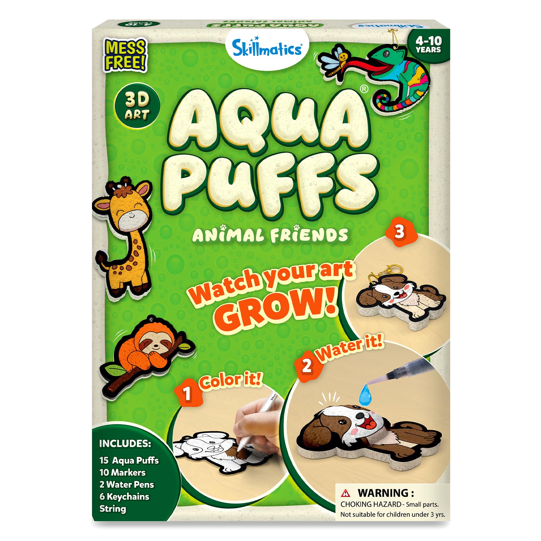 Skillmatics Aqua Puffs Animals, Art &amp; Craft, Paint by Number, Gift for Kids