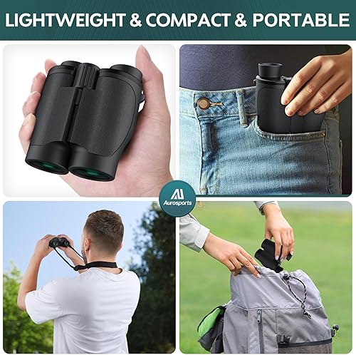 Miniatura 6 de Binoculares compactos de 16 x 32 para adultos y niños, prismáticos pequeños de alta potencia con visión de poca luz, binoculares ligeros de fácil