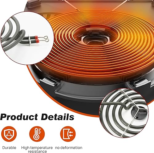 Miniatura 5 de PANDEELS 318067041 318067051 - Sartenes de porcelana y elemento quemador eléctrico MP22YA, sustituye a 5304430149 5304430150, compatible con