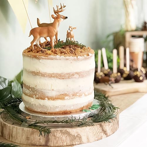 Miniatura 5 de Gemini&Genius Figuras de ciervos de cola blanca con cachorro, 6 juguetes de animales del bosque de la familia de renos, ideales para recuerdos de