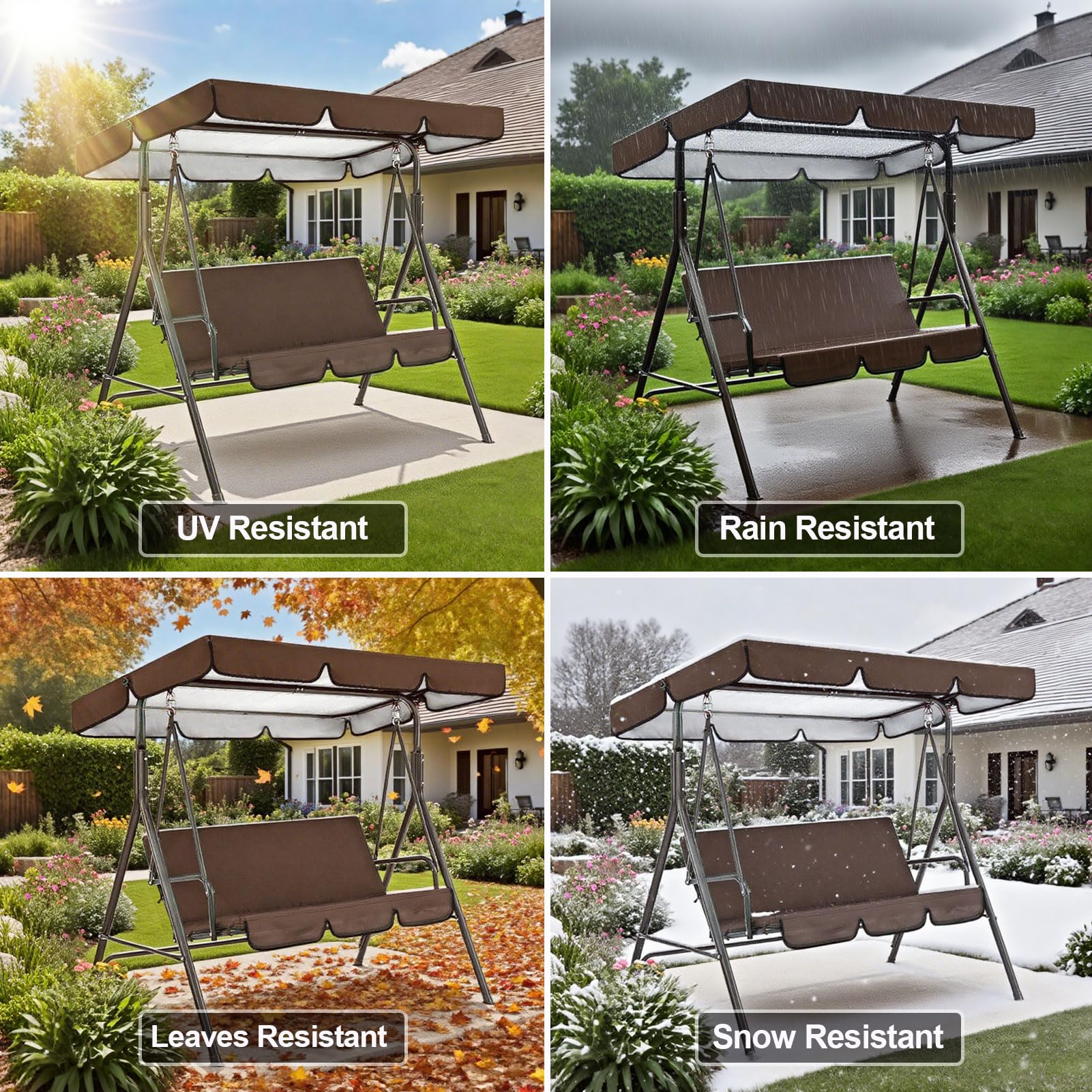 Copertura Dondolo 3 Posti Impermeabile, Tettuccio per Altalena da Giardino, Telo Ricambio Universale, Tetto UV 50 per Altalena Hollywood Sostituzione,Rosso,164 * 114 * 15cm+150 * 150cm