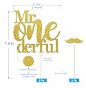 SVM CRAFT® Mr Onederful Cake Topper, Baby Boy's 1st Anniversary Birthday Party Supplies, gold gallery image