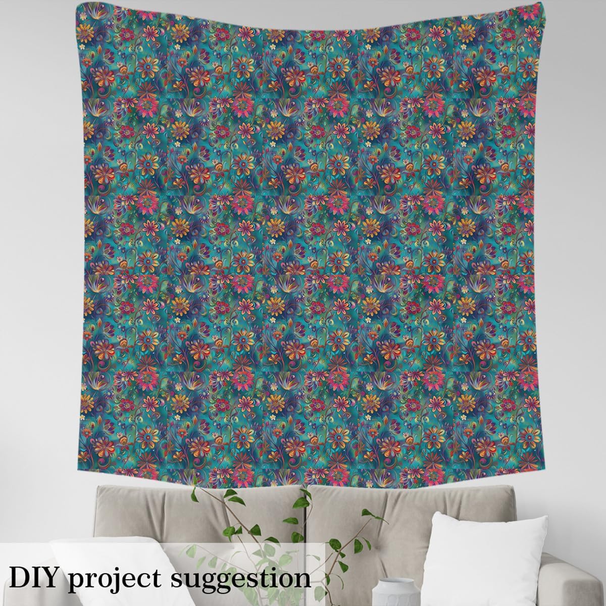Erosebridal Gradient Boho Flannel Fabric by The Yard Bohemian Ethnic Soft Not Stretchy Decor for Girls Women Tribal Rainbow Orange Teal Blue Upholstery Decor DIY Art Decor 2 Yards