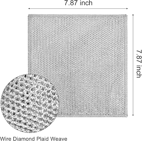 Miniatura 4 de 10 trapos multifuncionales de alambre de doble capa antiarañazos, trapos multiusos para lavar platos en húmedo y seco, trapos de limpieza de rejilla