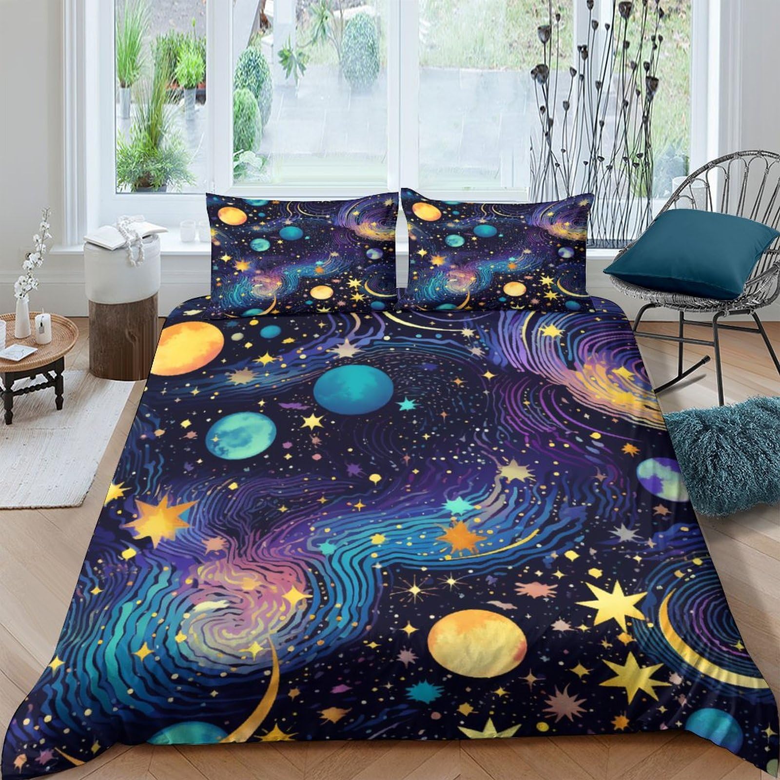 Housse de couette étoiles et lune pour transformer la chambre des enfants et adultes