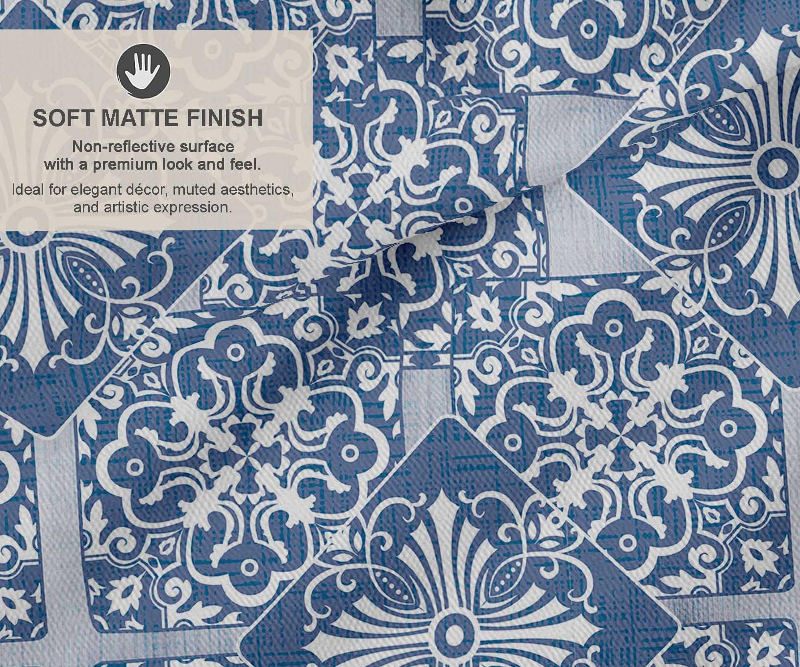 Soimoi Tela de lona de algodón - Patchwork estampado, azul | 142 cm de ancho | Ideal para costura, tapicería, bolsos, decoración del hogar y más