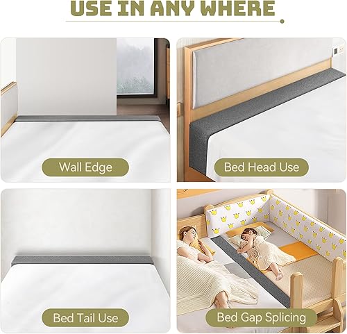 Miniatura 6 de DEEPSHARK Relleno de espacio de cama para colchón matrimonial, esponja 45D de alta densidad, funda extraíble y lavable, relleno extensor de colchón