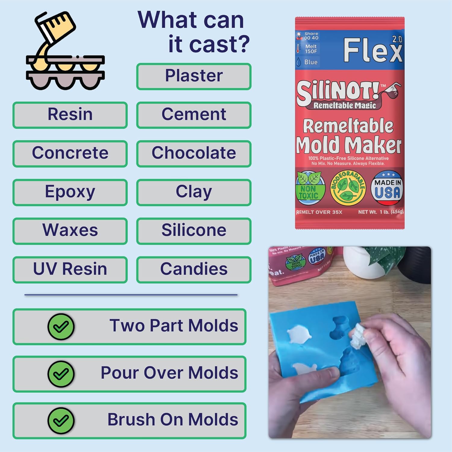 High Detail Reusable Mold Making Material, 5 LBS, No Mix Formula, Resin Mold Maker