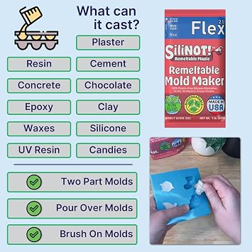 Remeltable Silicone Free Mold Maker Kit 48 oz. | No Mix, Eco-Friendly, Non-Toxic, Food-Contact Safe for Plaster, Resin molds, epoxy, Chocolate, Wax, soap molds