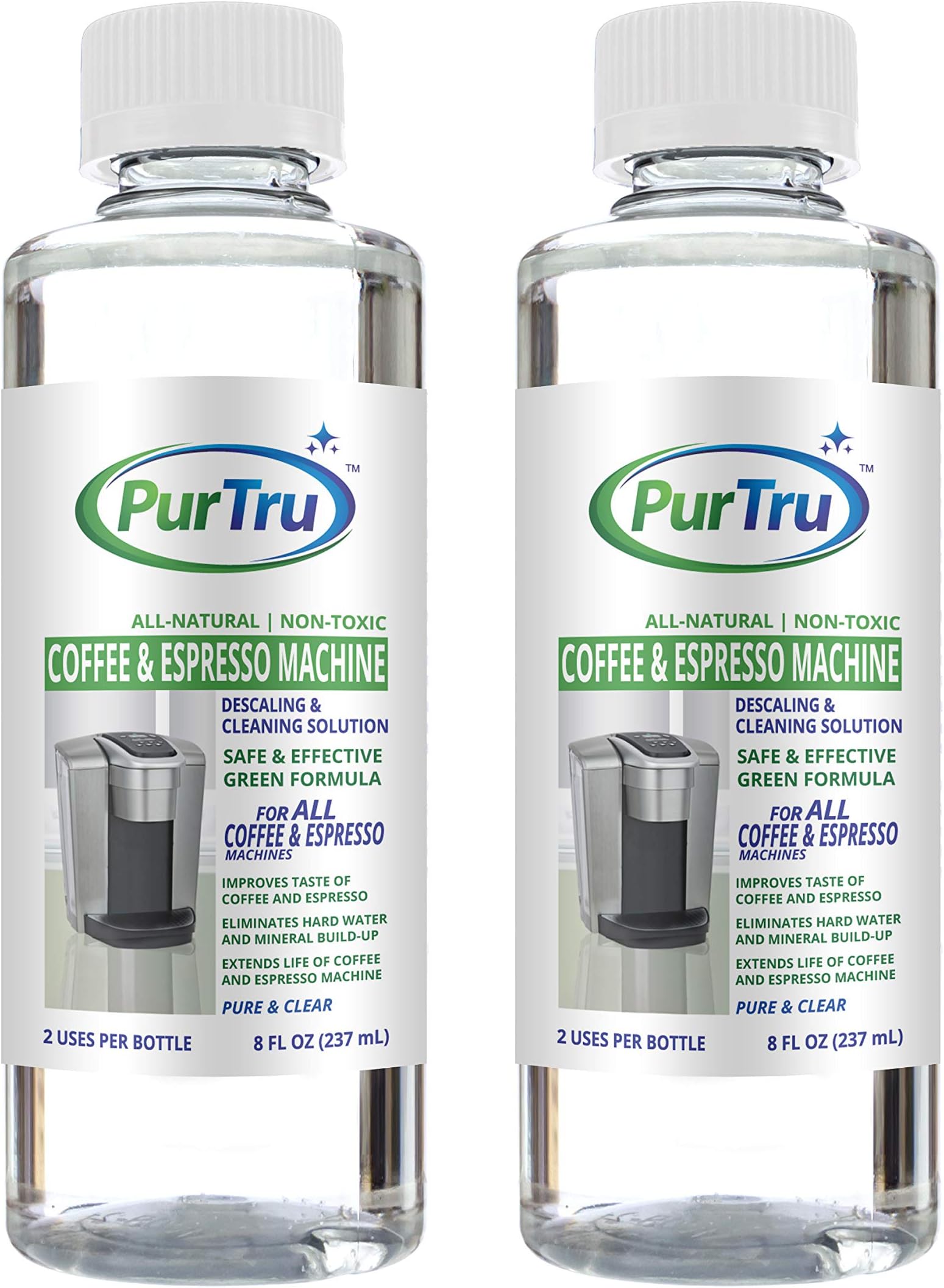 Coffee and Espresso Machine Descaling and Cleaning Solution (2 Pack) - All Natural Descaler and Cleaner For Keurig, Bunn, Delonghi, Nespresso and All Drip Coffee, Espresso and Single Cup Machines