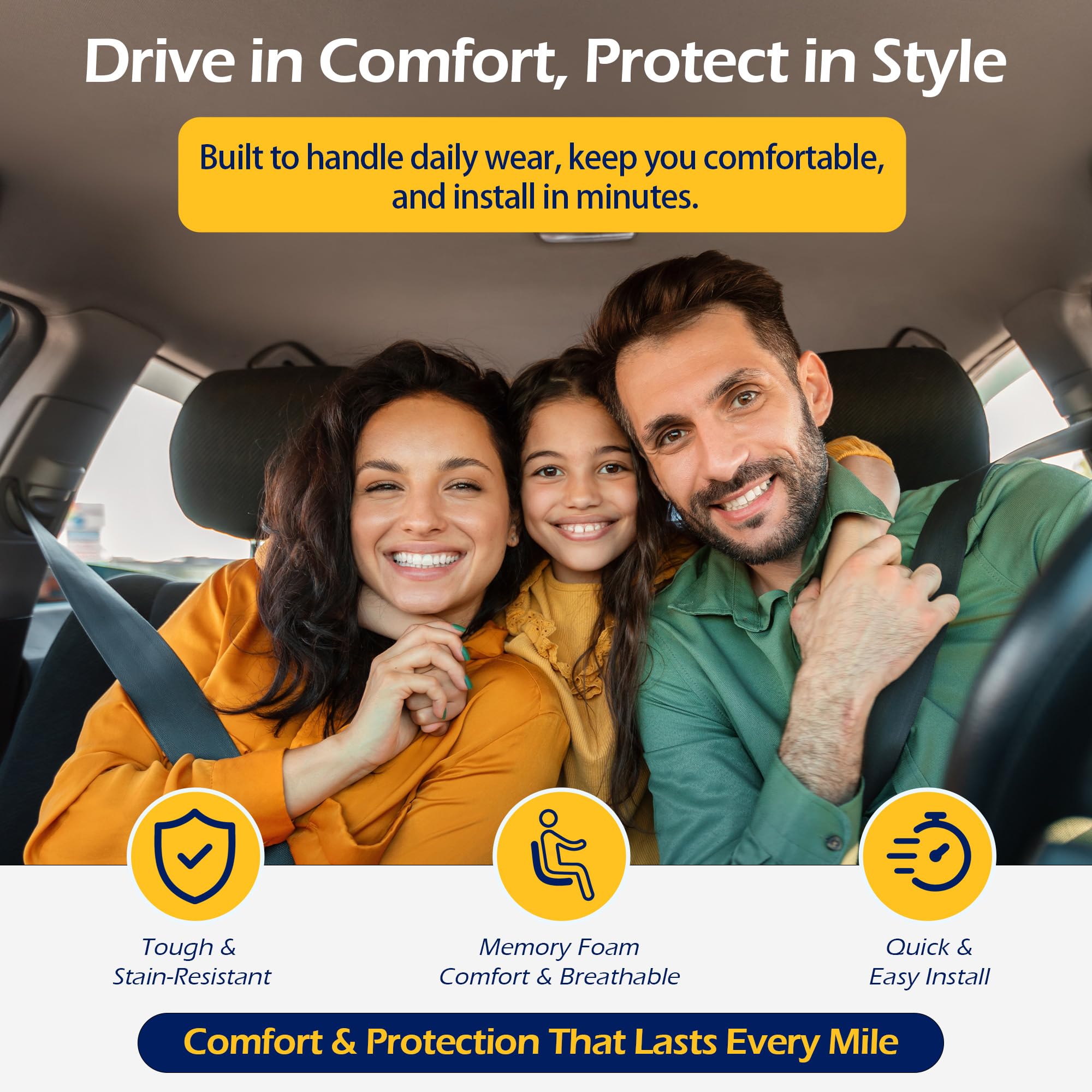 kingphenix 2 Pezzi Coprisedili Anteriori in Pelle con Schiuma Memory, Coprisedili Traspiranti 4D in Maglia, Facili da Installare, Compatibili con Airbag, Universali per Auto, Camion, Furgoni, SUV