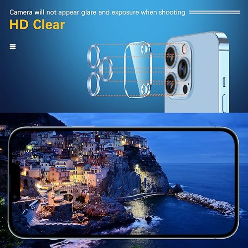 Miniatura 26 de UniqueMe [Paquete de 3 protectores de lente de cámara compatibles con iPhone 14 Pro Max/iPhone 14 Pro, vidrio templado, [compatible con fundas]