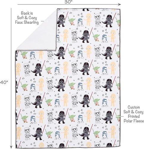 Miniatura 6 de Lambs & Ivy Star Wars - Manta de forro polar clásica para bebé, Yoda/Darth Vader/R2-D2/C-3PO