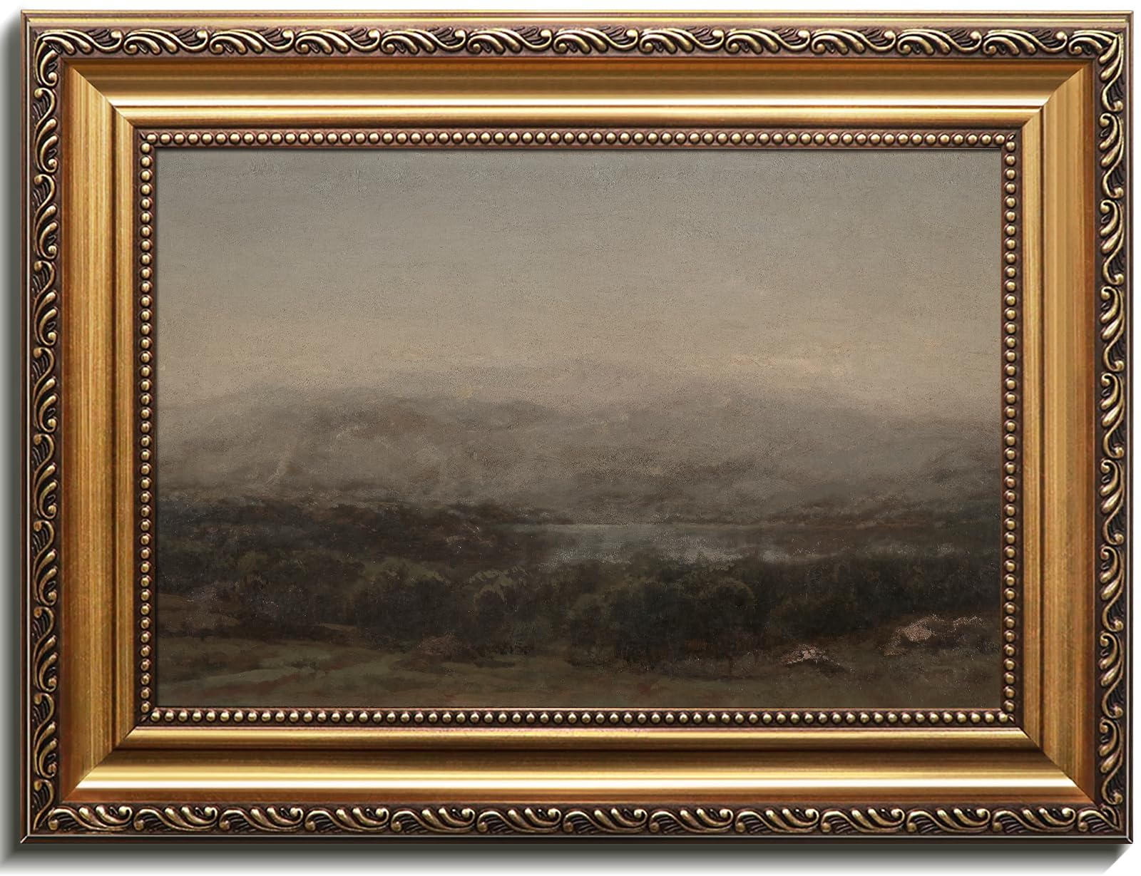 uniro Vintage Gold Framed Wall Art, Moody Landscape Canvas Art Prints Painting, Vintage Dark Green Landscape Wall Art Picture, Antique Country Wall Decor for Living Room, Bedroom, Bathroom, Office — image 1