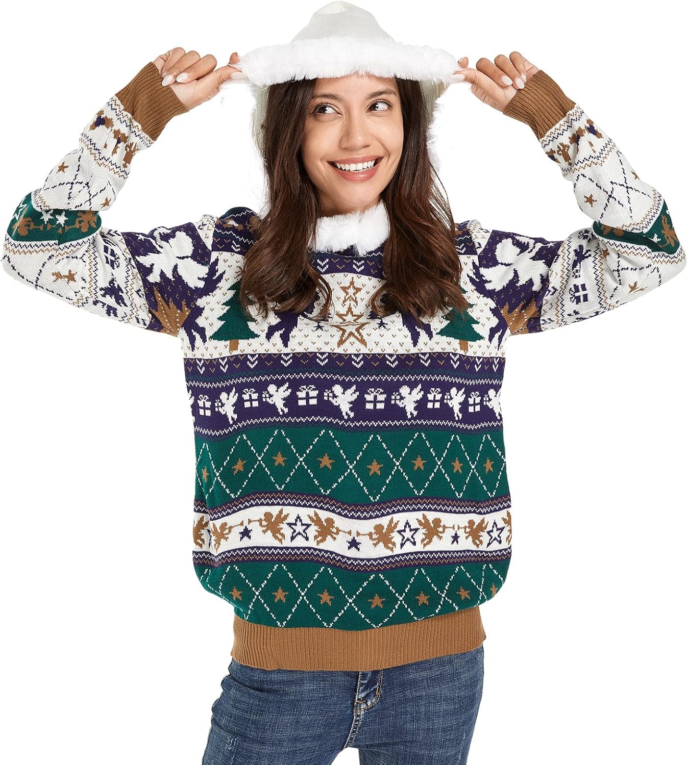 Women Ugly Christmas Hoodie for Adult Men`s Unisex Xmas Hooded Sweater Pullover for Party Festive