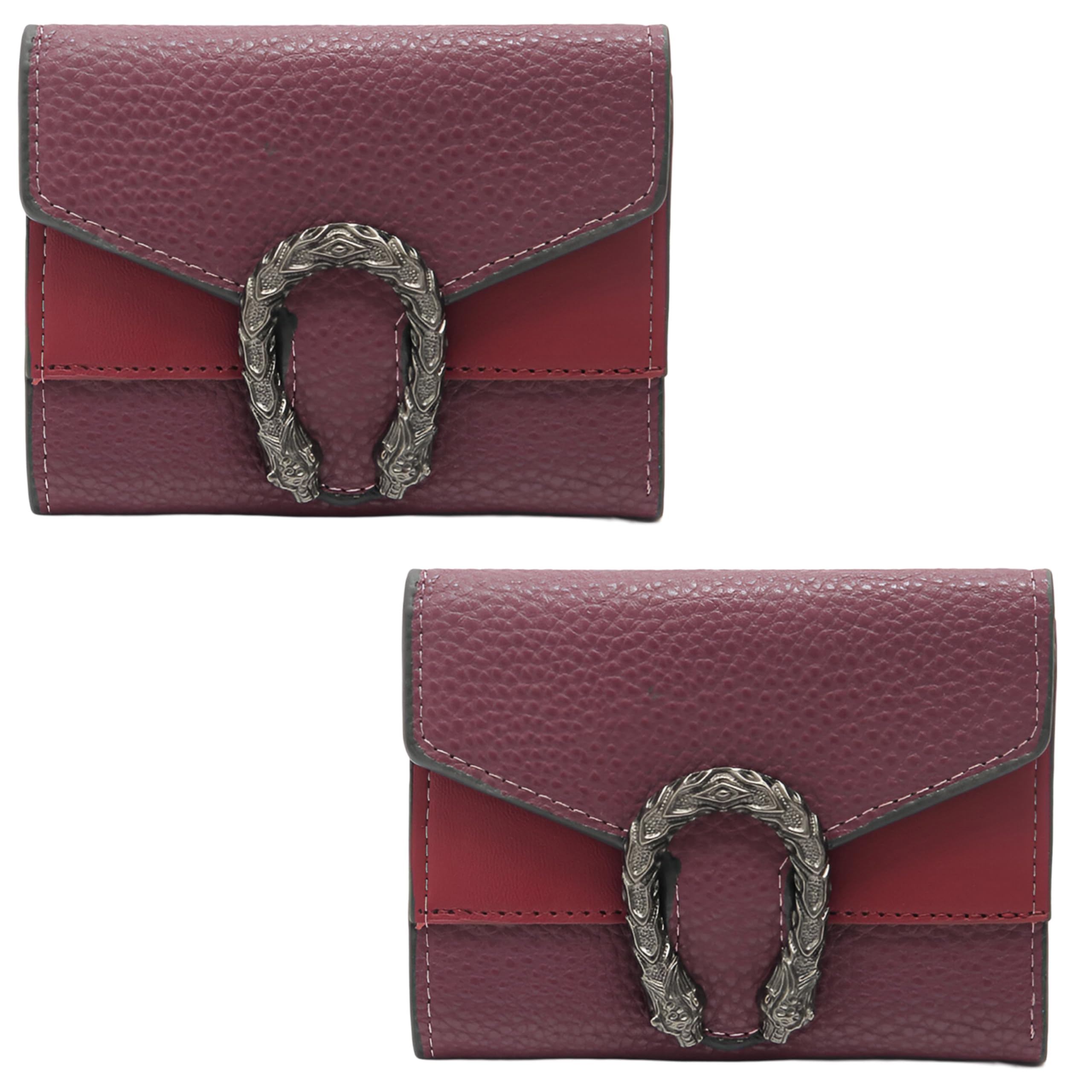 Kraptick Women s Wallet Stylish Compact Purse Clutch with Card & Coin Holder Debit Card Organizer, Travel Wallet & Money Organizer for Women with 8 Card Slots (Burgundy) (Pack of 2)