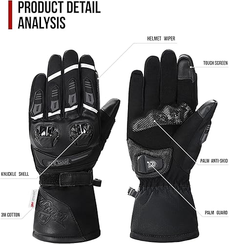 Miniatura 5 de Grapelet Guantes de invierno para motocicleta, impermeables, resistentes al viento, para preservar el calor, guantes protectores para hombres y