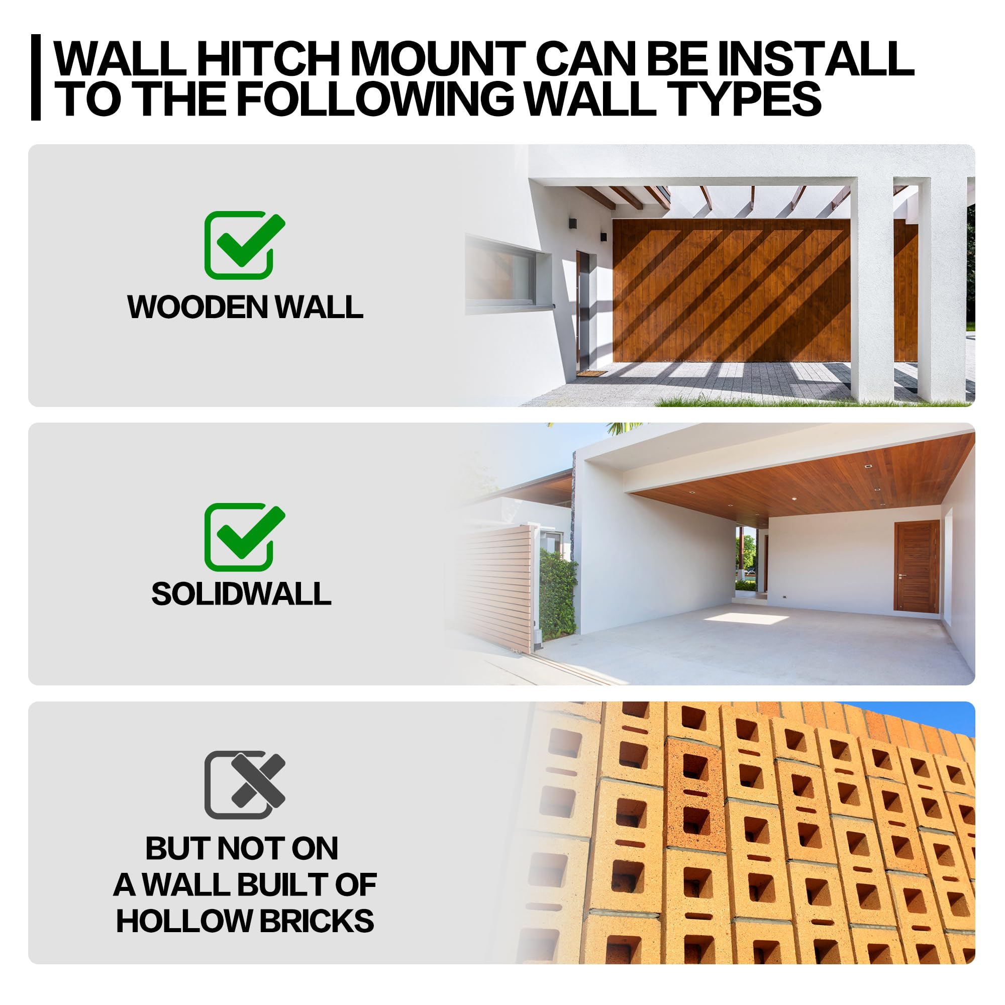 2inch Hitch Wall Mount, Wall Mount Heavy Duty Bicycle Cargo Rack Garage Organizer Trailer Hitch Receiver Storage Rack Holds Up To 175 Lbs