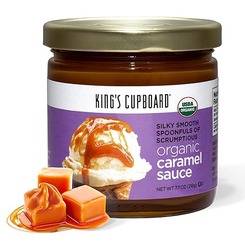 King's Cupboard Salsa de caramelo orgánica la salsa perfecta para helado, salsa de frutas, cobertura de postres, llovizna de caramelo para café, sin