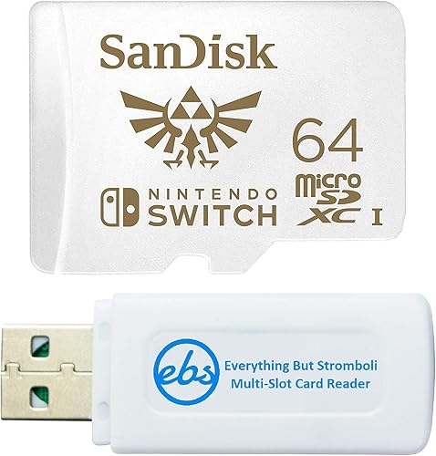 SanDisk Tarjeta Micro SD de 64 GB para Nintendo Switch Lite y Nintendo Switch de 64 GB (SDSQXAT-064G-GNCZN) Paquete con (1) lector de tarjetas de