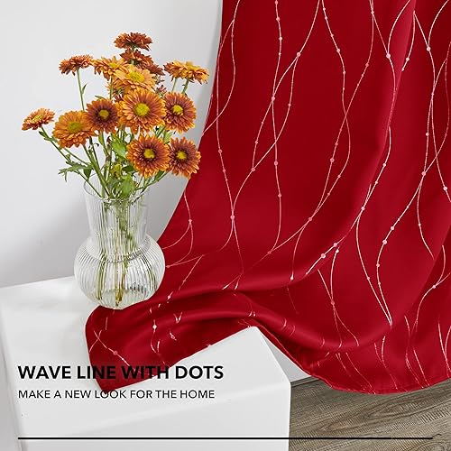 Miniatura 5 de Deconovo Cortinas opacas cortas para ventanas pequeñas, largo 45 pulgadas, juego de 2 cortinas con aislamiento térmico, cortinas de bloqueo de luz,