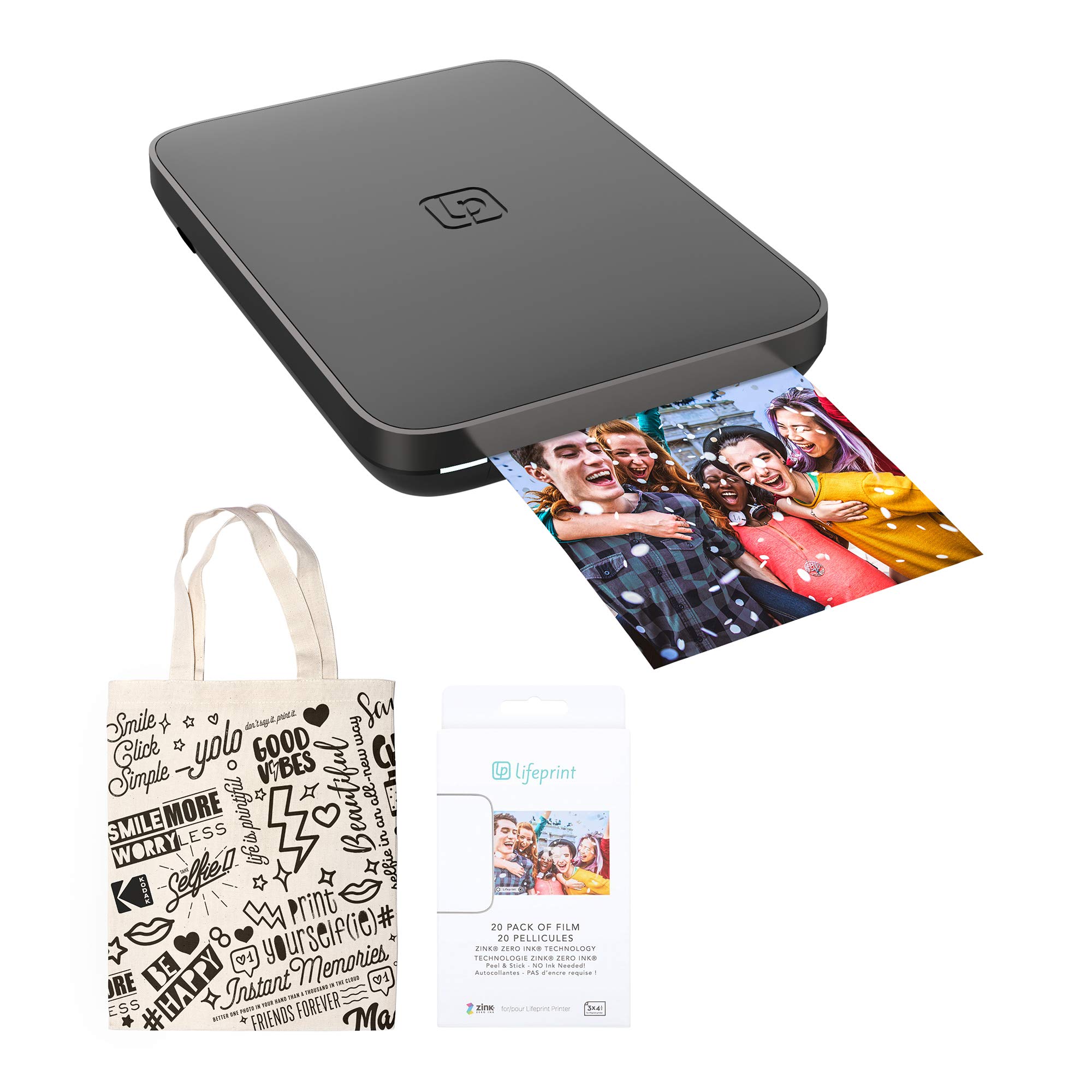 Lifeprint3x4.5 Portable Photo and Video Printer (Black) Starter Kit