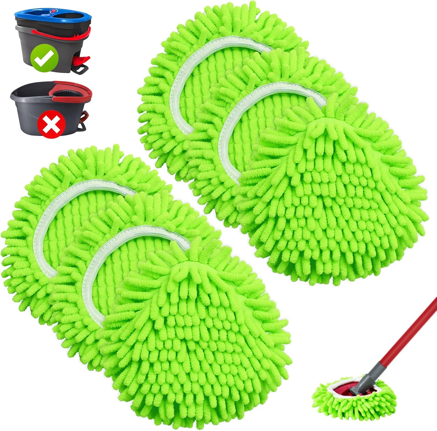 Amazon.com: Mop Heads Replacements, 6 Pack Spin Mop Refill Replace Head ...