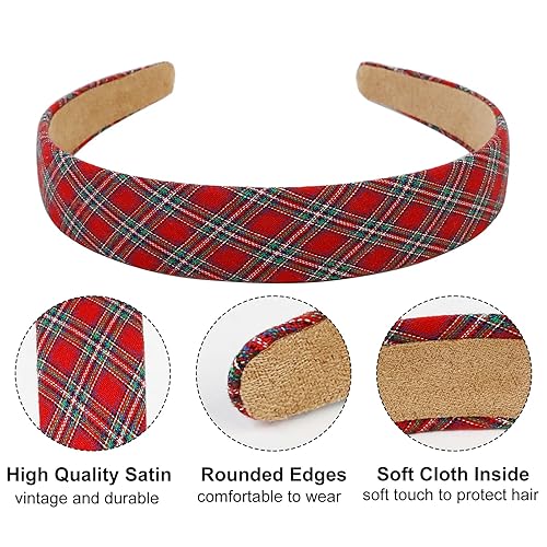 Miniatura 4 de WOVOWOVO Paquete de 12 diademas elegantes con estampado de satén para mujer, 1.3 pulgadas de ancho, diademas antideslizantes para el cabello,