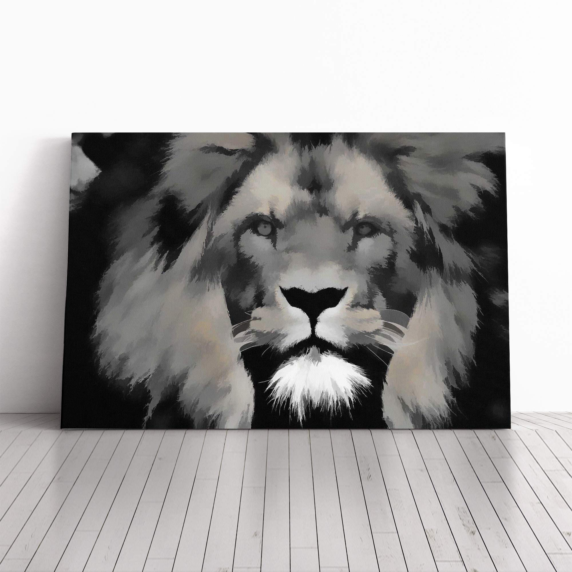 Wall Lion Art Canvas Print | Gallery Wrapped 30mm Frame Wall Art | 30x20 inches | Ready to Hang | Contemporary Animals Picture | Living Room Bedroom Lounge Office