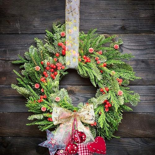 Miniatura 7 de VGOODALL Cinta de copo de nieve dorada, 2.4 pulgadas, 10 yardas con purpurina, cinta de Navidad dorada y plateada con alambre para guirnalda de