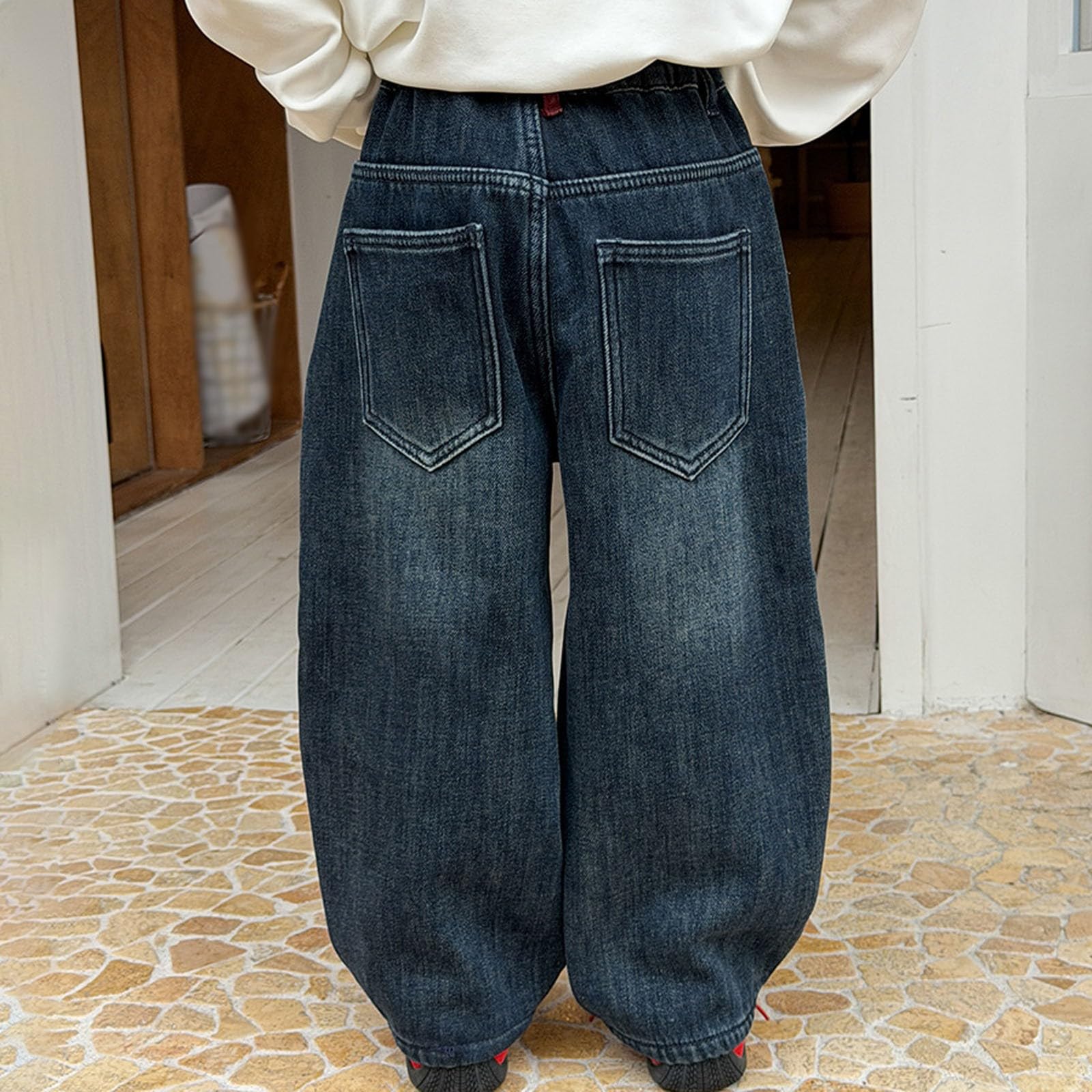 Pantalones Vaqueros Estilo niño Forrados, cálidos, de Invierno, cómodos, Informales, Desgastados, descoloridos y duraderos.