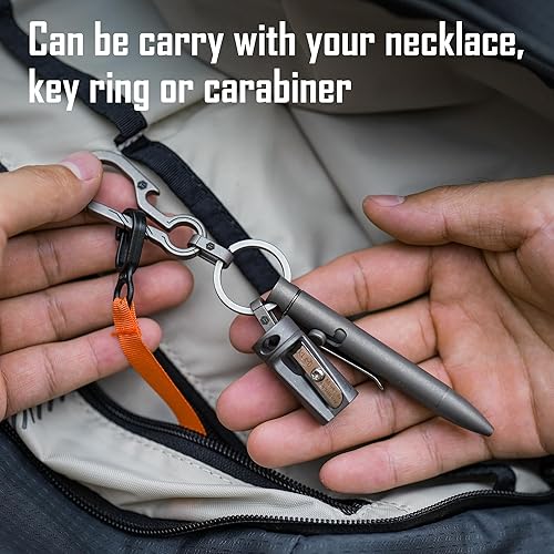 Miniatura 3 de KeyUnity KP05SW Bolt Action Pen con clip y KM17SW Titanio EDC Mosquetón Llavero Clip con Anillo D