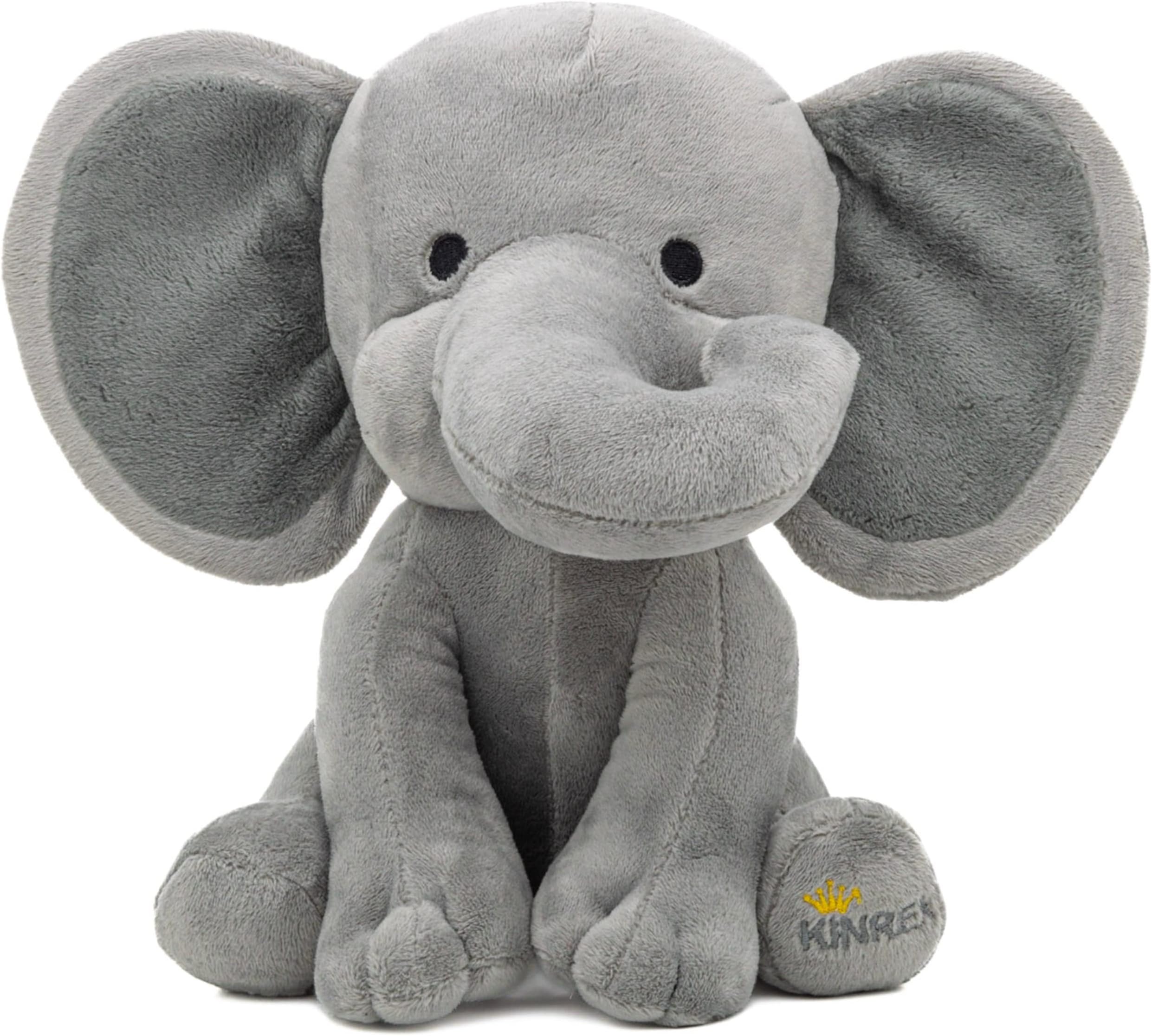 KINREX Elephant Stuffed Animals – Stuff Animal Plush Toy for Babies Girls Boys, Elephants Plushie Teddy Bear Toys for Birth Stats Baby Shower Infant Newborn Boy & Girl, Gray Measures 9 Inches