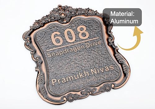 Vista 66 de Placa de dirección personalizada para vivienda con números fundidos de 12 pulgadas para exteriores, placa de identificación de dirección clásico-04