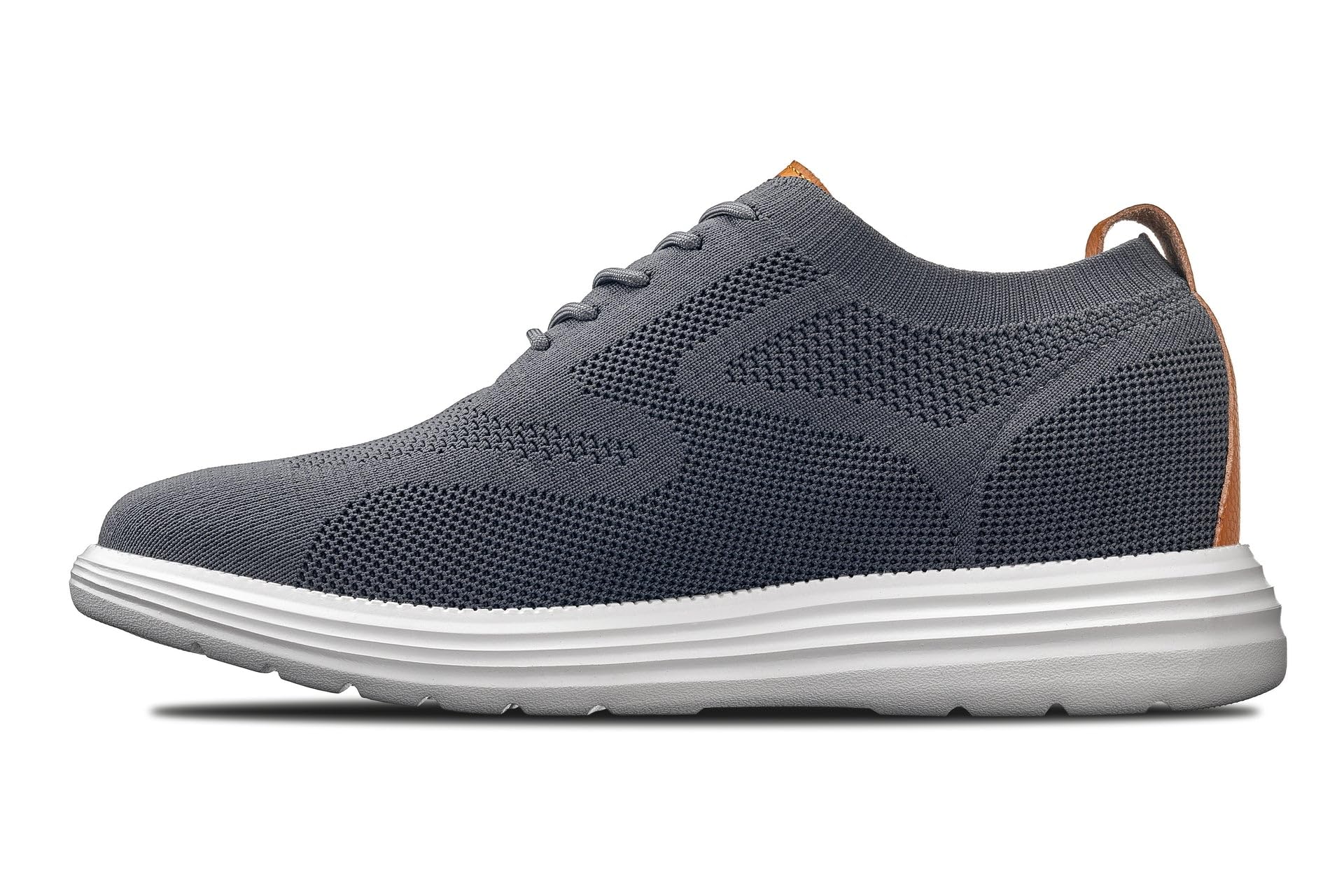 CALTO Zapatos de elevación invisibles para hombre con aumento de altura, ultraligeros, con cordones, de punto, deportivos, 7,1 cm más altos