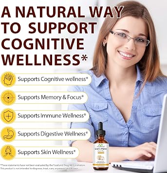 Lions Mane Supplement High Strength Mushroom Extract - Liquid Drops 60ml - Alcohol-Free, Sugar-Free, Vegan-Friendly - 670mg per Serving