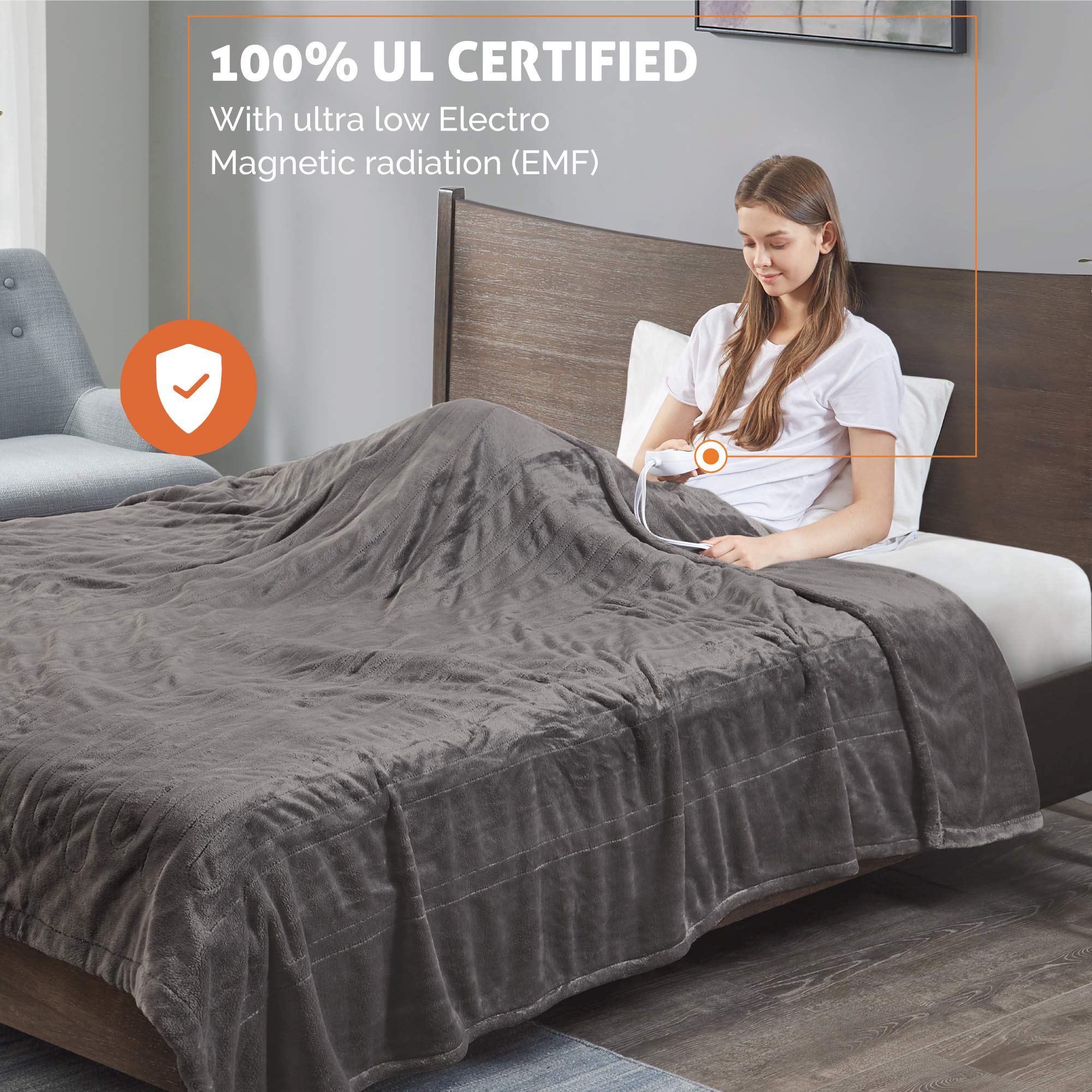Amazon.com: Degrees of Comfort Electric Blanket Twin XL, Heated Blanket for  Bed,Single Control W/Auto Shut Off, Machine Washable |Grey, 64Wx86L : Home  u0026 Kitchen