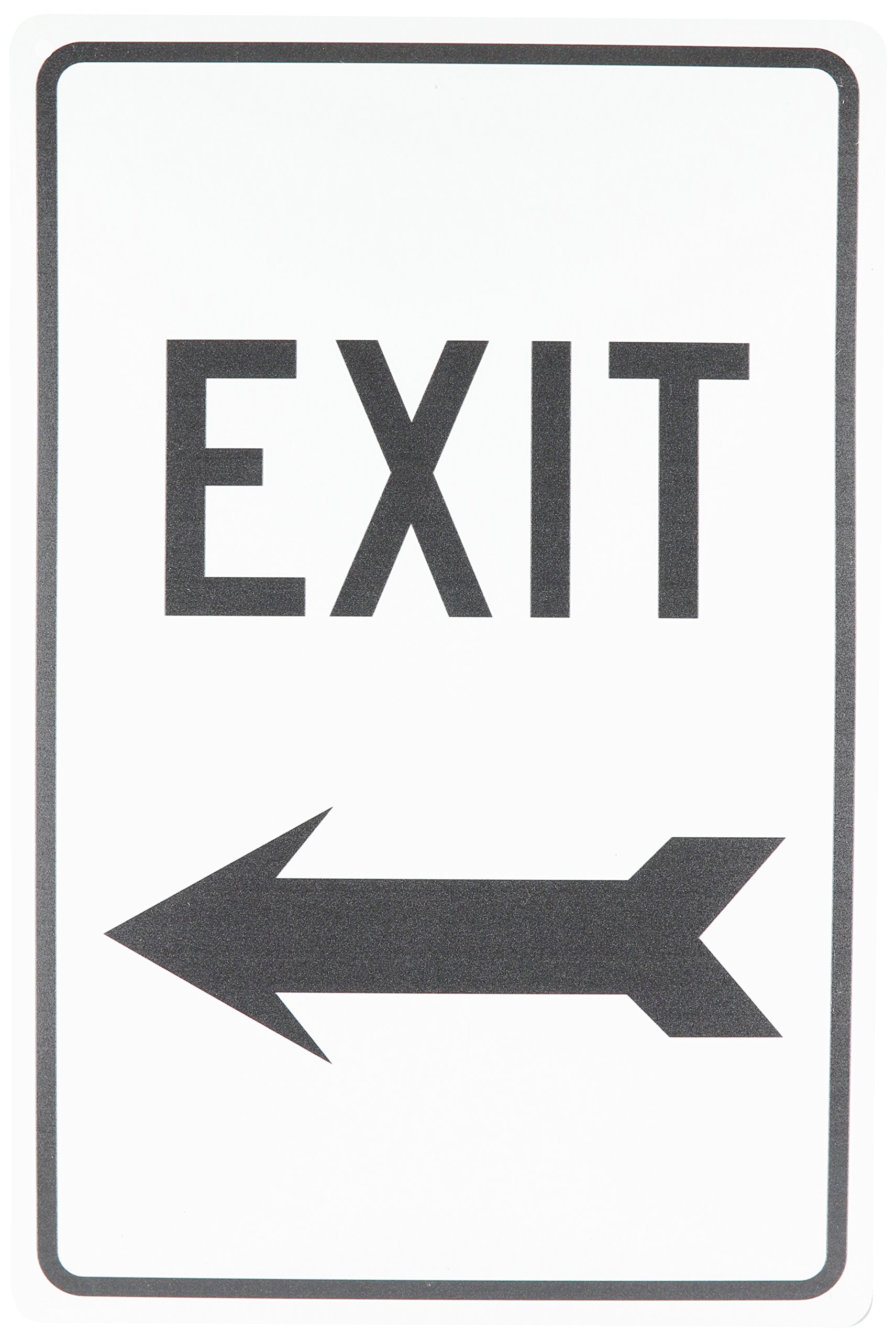 NMC TM79G Traffic Sign, Legend"EXIT" with Left Arrow, 12" Length x 18" Height, Aluminum 0.040, Black on White