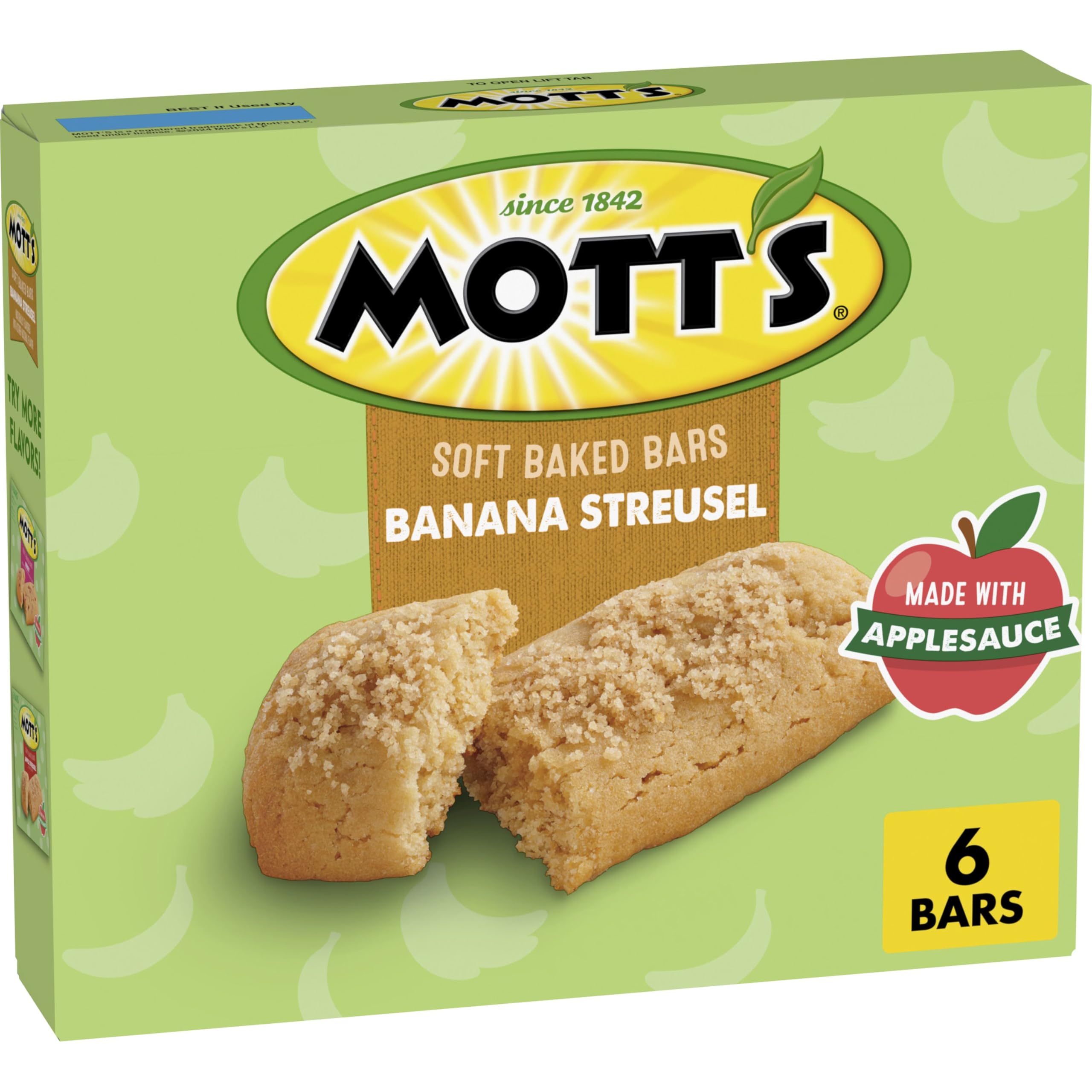 Mott's Soft Baked Bars, Banana Streusel, Made with Applesauce, 6 Ct, 5.76 oz