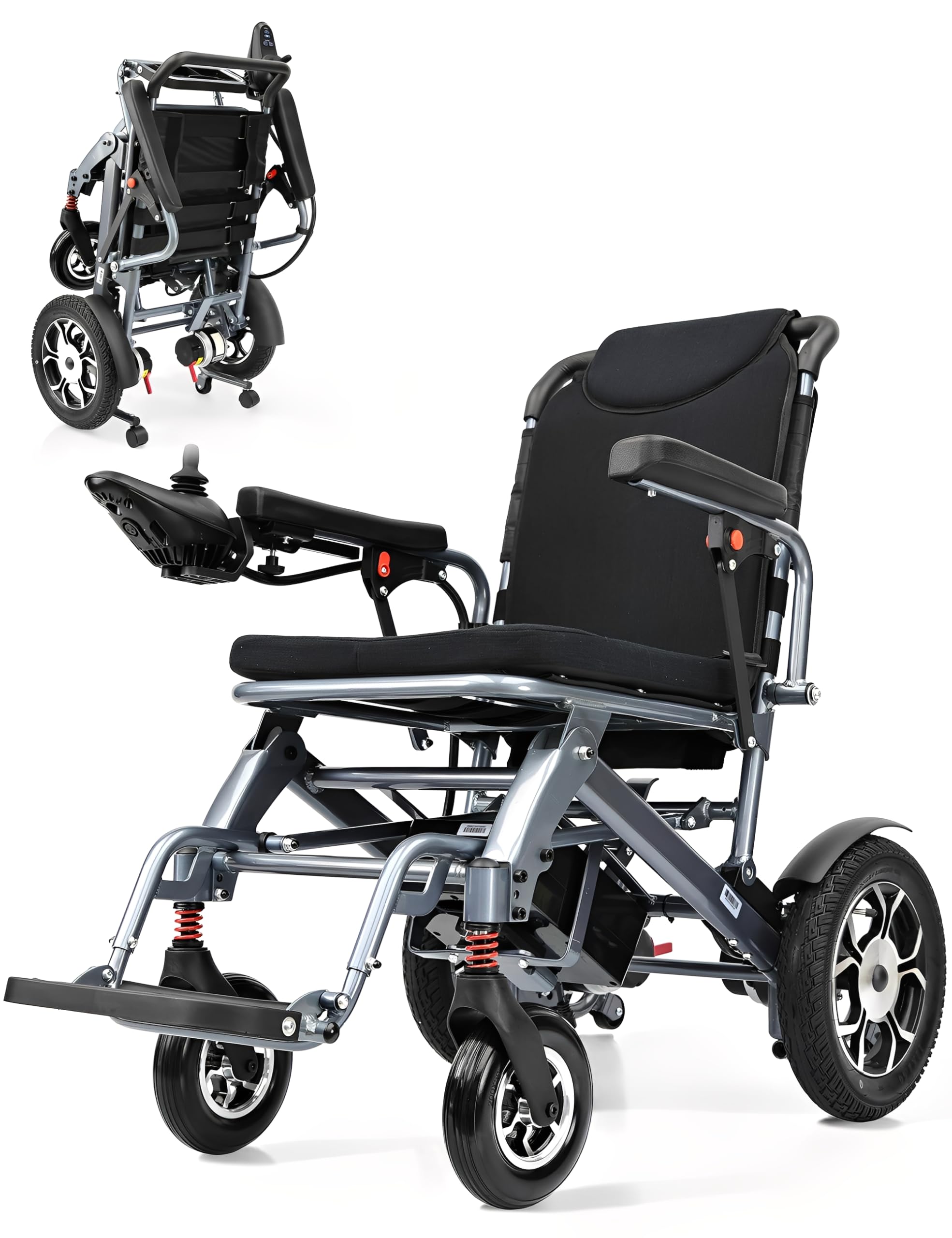 Sillas de Ruedas Eléctricas Plegables Ligeras para Mayores, Autonomía 25 km | Motor 500 W, Batería Extraíble 13 Ah, Capacidad 150 kg, Todo Terreno, Frenado Electromagnético, Silla Ruedas Motorizada