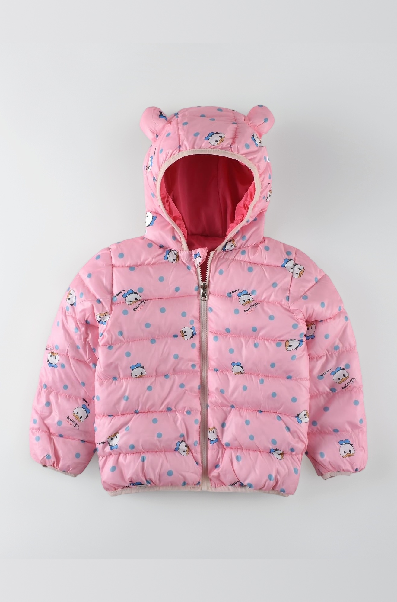 Bold N Elegant Cartoon Print Reversible Winter Standard Length Puffer Jacket For Kids Hooded Coat Jacket With Fleece Lining For Boy's & Girls
