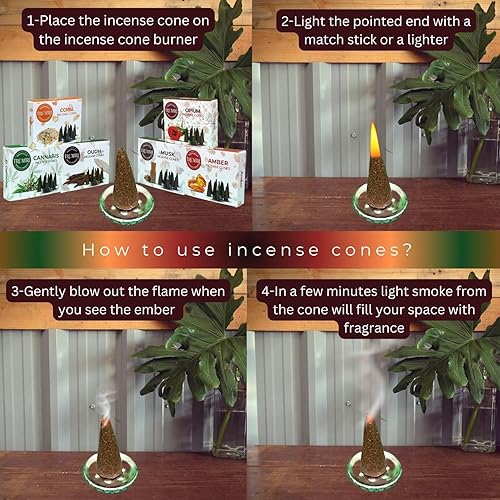 Miniatura 4 de Trumiri Conos de incienso exóticos, paquete variado, total de 60 conos de incienso (6 aromas x 10 conos) - Copal, Oud, almizcle, ámbar - aromas de