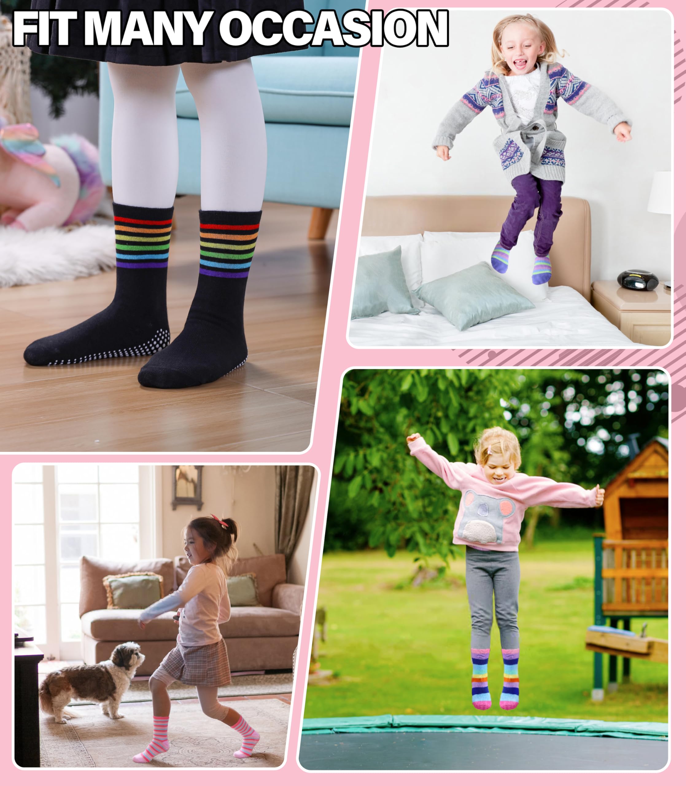 Calcetines antideslizantes para niñas pequeñas, calcetines de algodón con pinzas, 12 pares