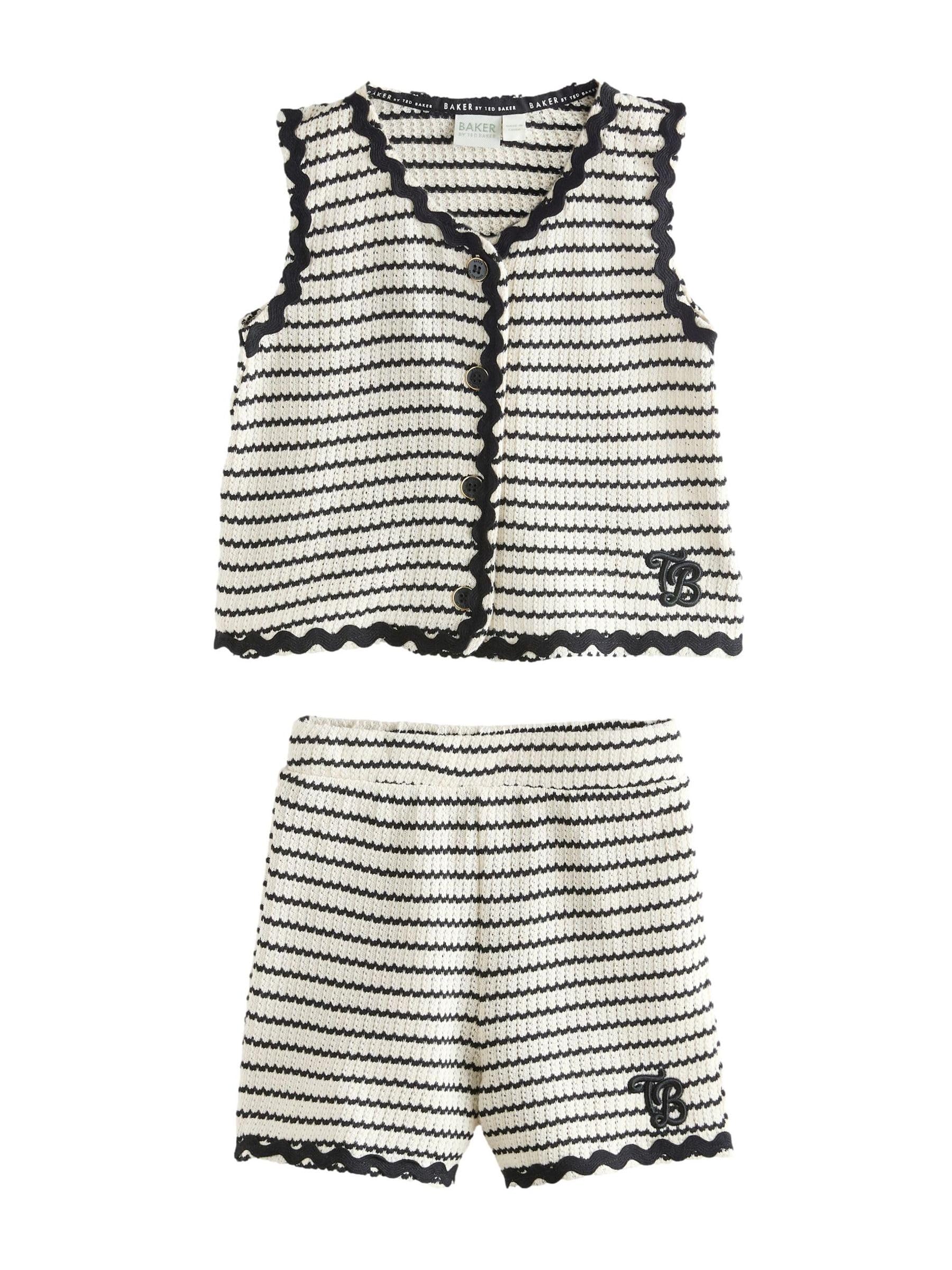 Conjunto de 2 piezas para niña con tirantes de ganchillo y pantalones cortos