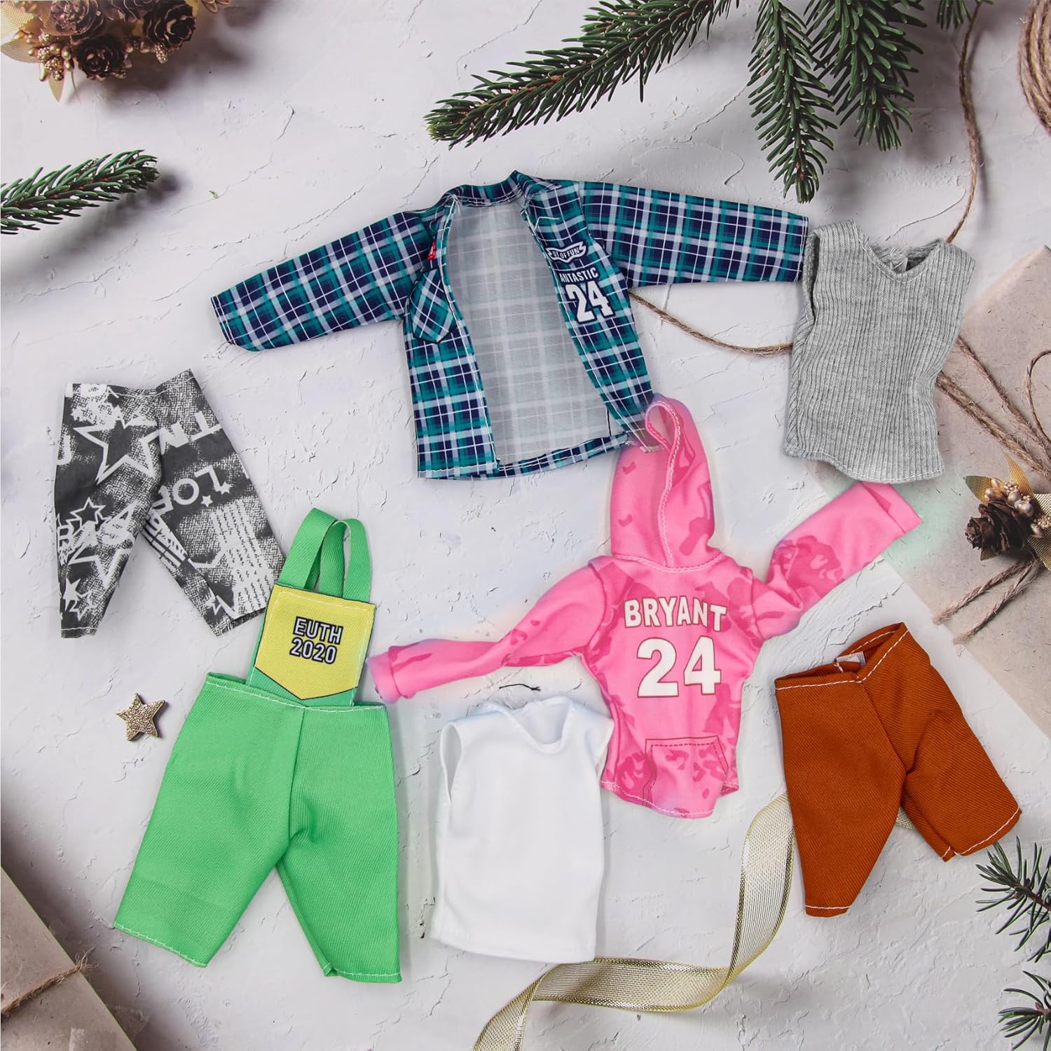 EuTengHao 44Pcs Doll Clothes and Accessories for 12 Inch Boy Dolls Include 27 Different Shirt Jeans Wear Trousers Pants for 12'' Boy Doll Basketball Stands Skateboard Sprots Style Accessories