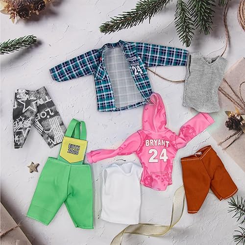 Miniatura 8 de EuTengHao 44 piezas de ropa de muñeca y accesorios para muñecas de 12 pulgadas, incluye 27 camisas diferentes, pantalones de mezclilla, pantalones