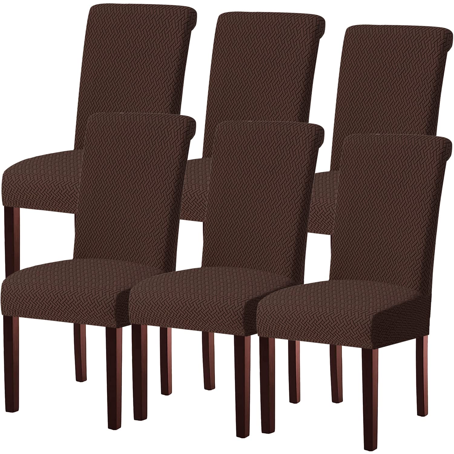 Housses De Chaise KELUINA - Lot De 6 - Tissu Élastique - Protection Anti-Taches - Déco Maison