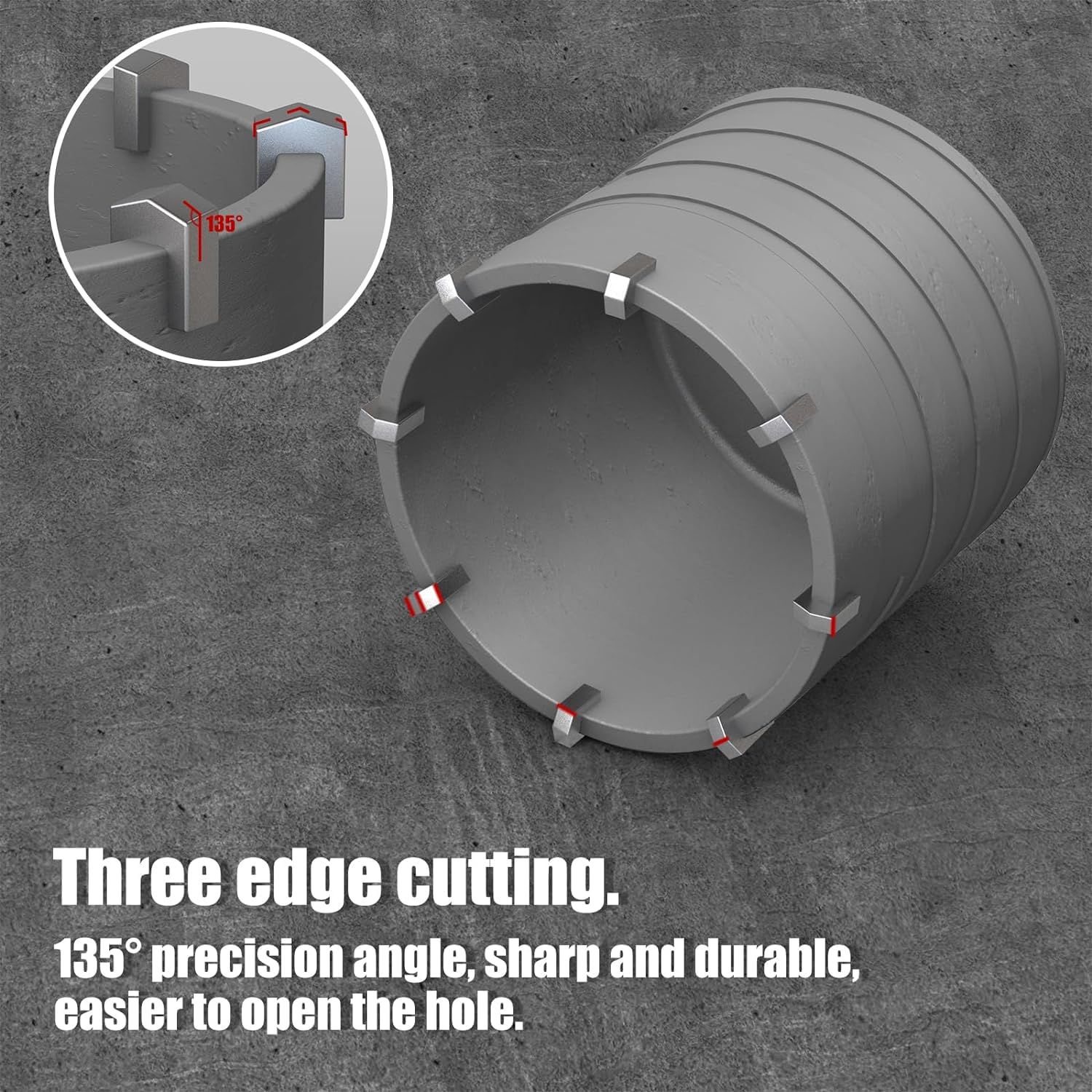 Set di 9 seghe a tazza per calcestruzzo (30 mm, 40 mm, 50 mm, 65 mm) con gambo SDS Plus da 220 mm e gambo MAX e 5 raccoglipolvere - Ideale per forare calcestruzzo, cemento, mattoni, pietra e pareti
