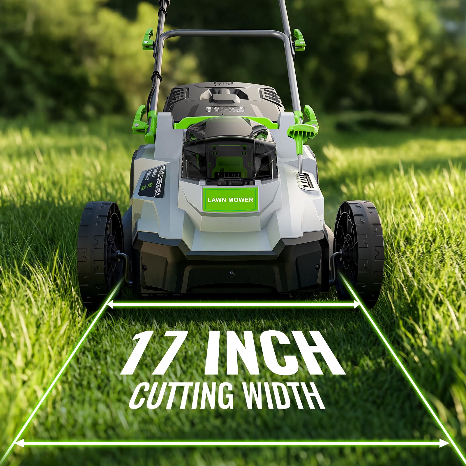 Cordless Lawnmower, ETOOLAB Lawnmower with Brushless Motor up to 500m², 43cm Cutting Width, 6 Cutting Heights, 2 * 4.0Ah Battery and Charger, 50L Bag — view 2