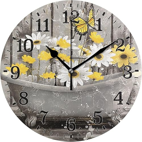 Miniatura 53 de JUNZAN Divertido Adorable Gatito en Bañera Relajándose Relojes Redondos de Baño Relojes para la Pared 10 Pulgadas Reloj de Pared Pequeño Casa de